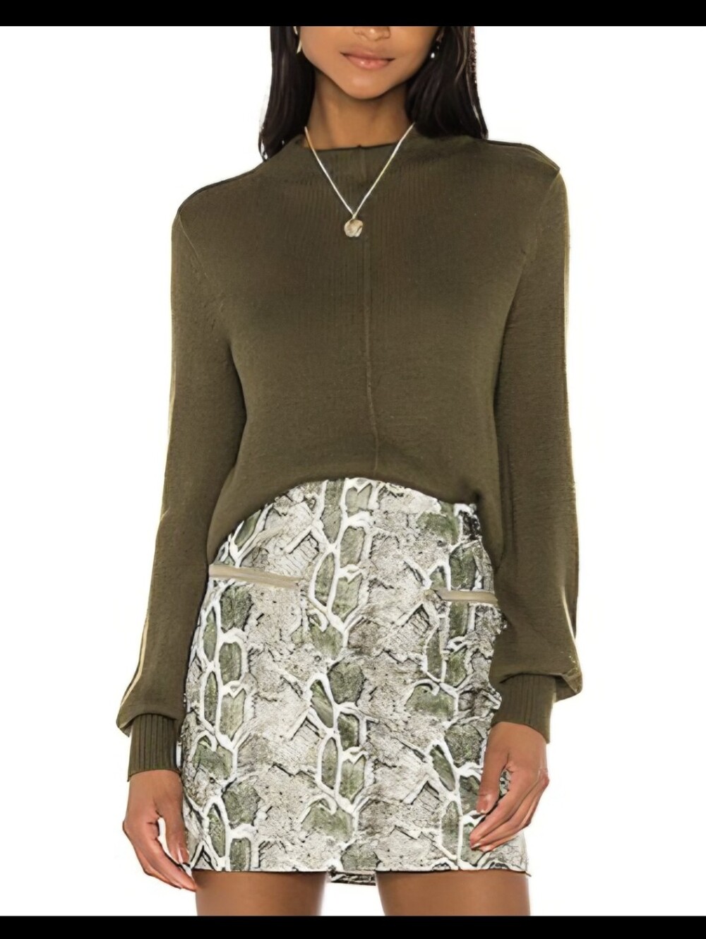 Revole Ollie Olive Green Song of Style High neck Wool Pintuck Sweater Small